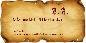 Némethi Nikoletta névjegykártya